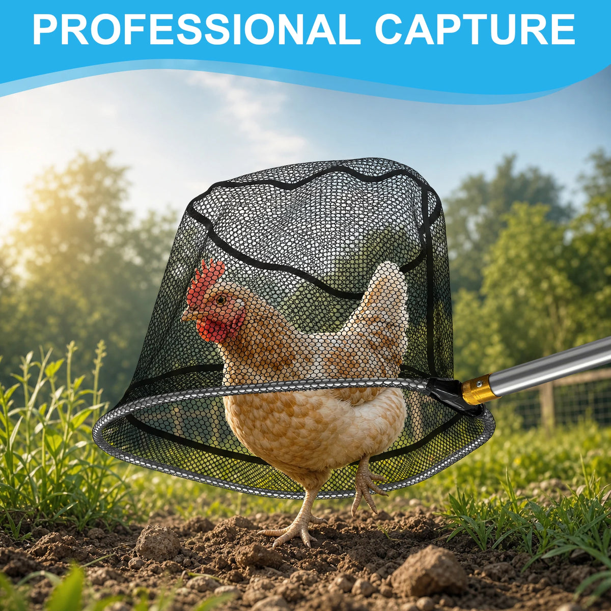 Retractable Chicken Catcher Leg Hook + 2 Nets – 59" Reach