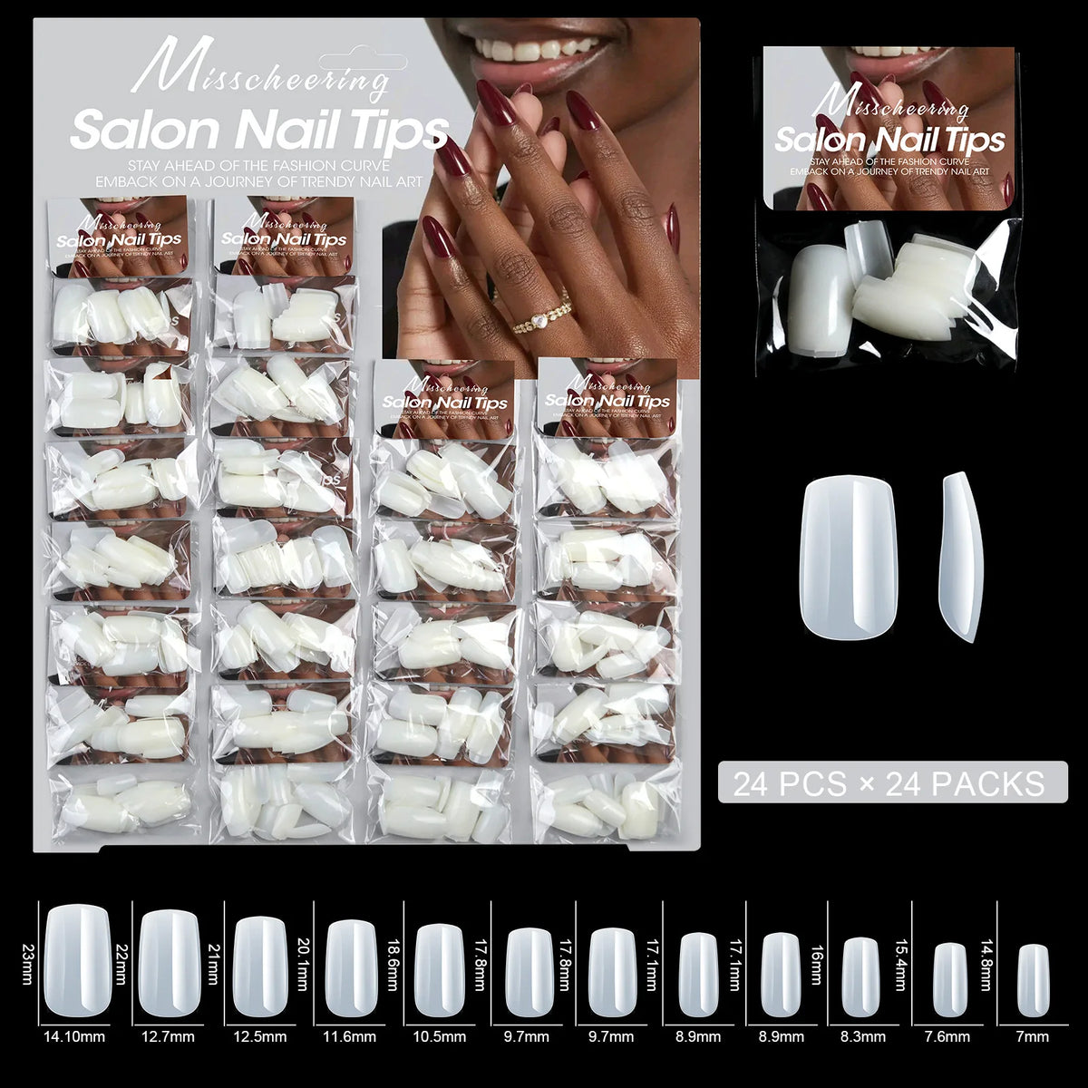 24-Pack Acrylic Press-On Fake Nails – Natural DIY Manicure Kit