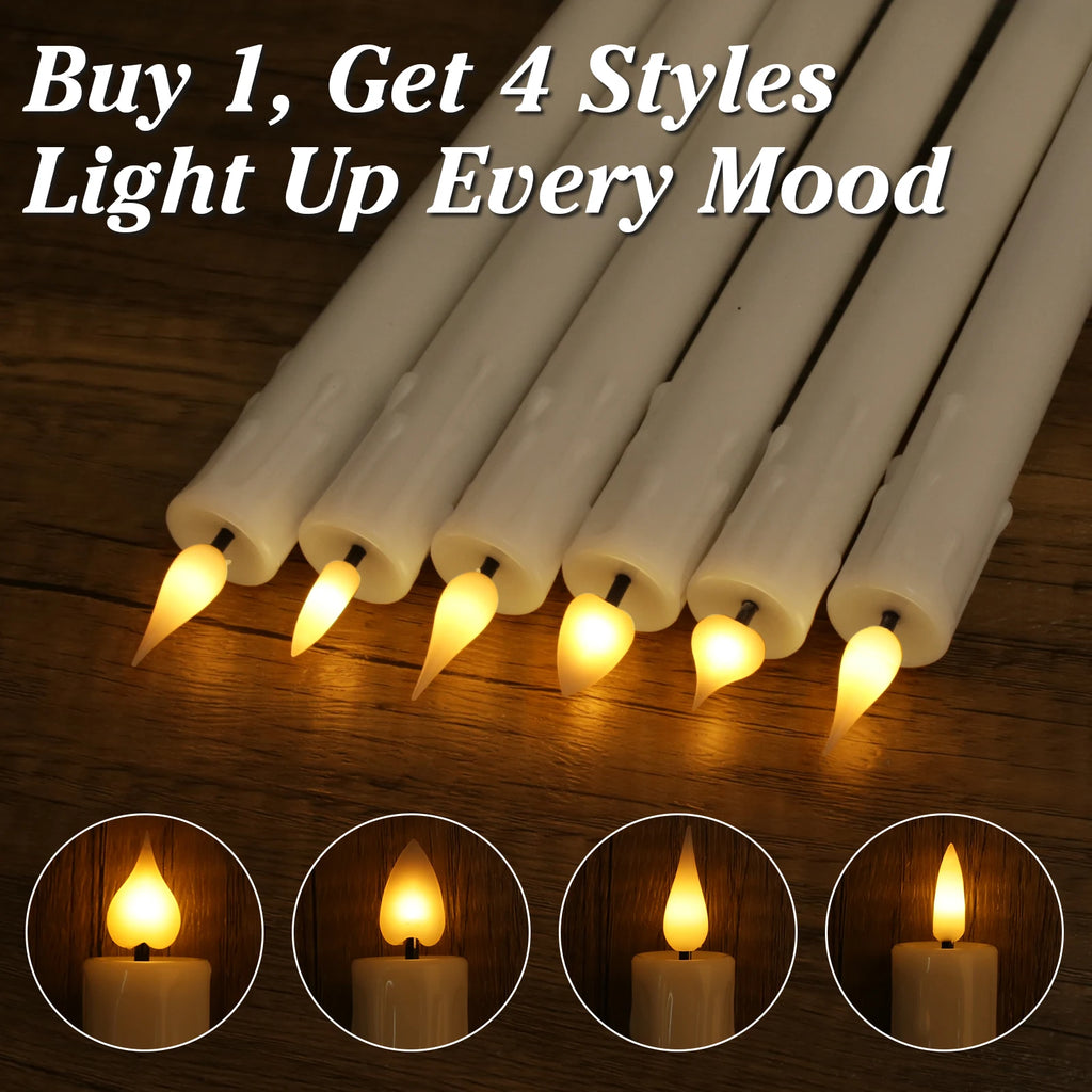 6-Pack Rechargeable Flameless Taper Candles 9.6" Remote & Timer