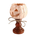 Rustic White Pumpkin Tealight Candle Holder | Farmhouse Fall Decor