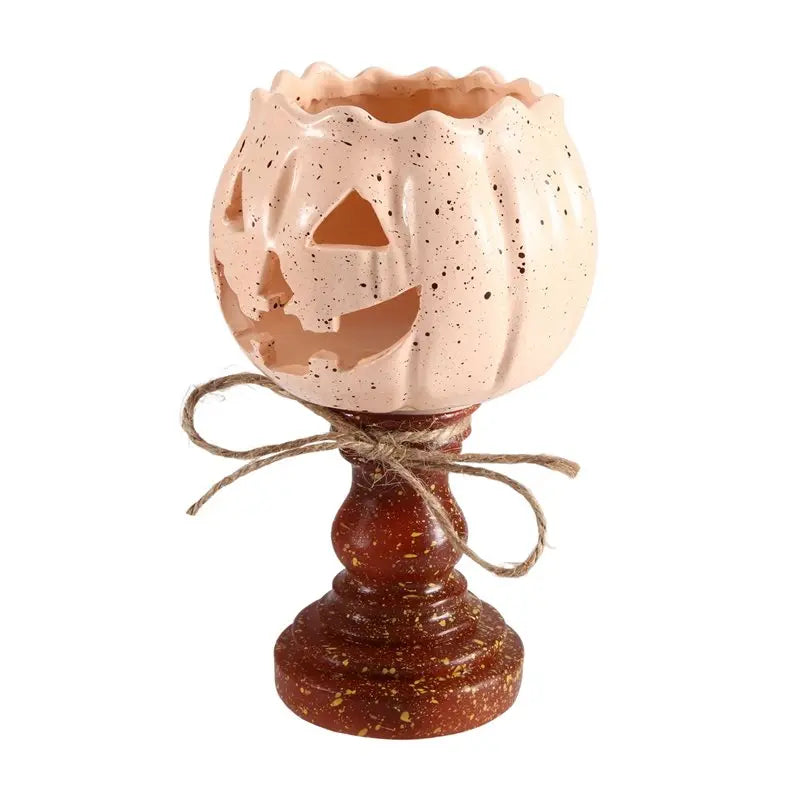 Rustic White Pumpkin Tealight Candle Holder | Farmhouse Fall Decor