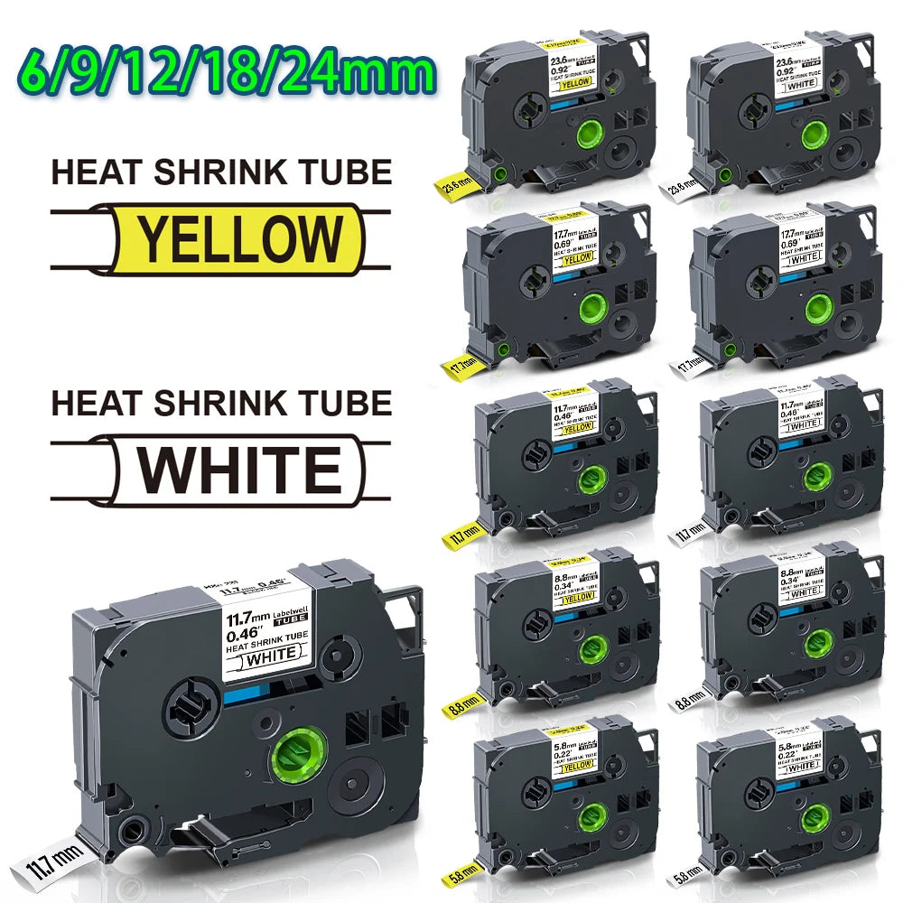 Labelwell Heat Shrink Tube Tape for Brother HSe P-Touch