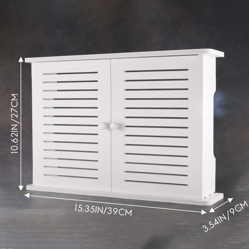 Wooden Wall-Mount Wi-Fi Router & Cable Storage Shelf Box
