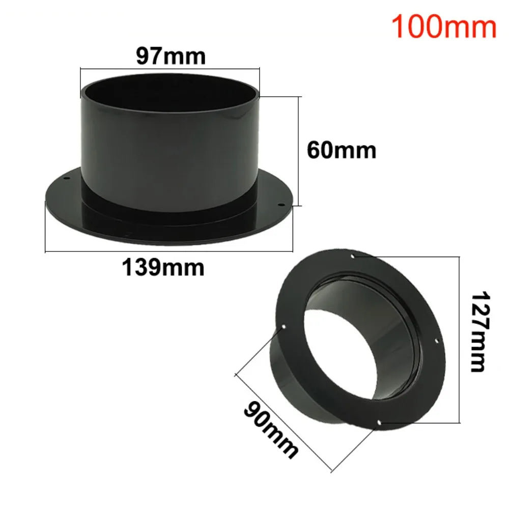 Round Wall Flange Connector Black ABS Ventilation Pipe Coupling
