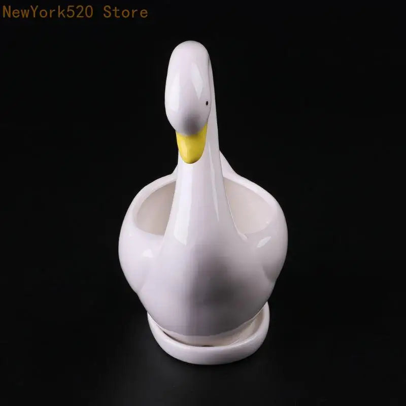 White Ceramic Flower Pot Planter – Desktop Home Decor