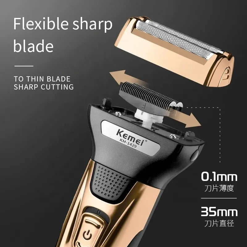 Kemei KM-1429 3-in-1 Electric Beard & Nose Trimmer for Men