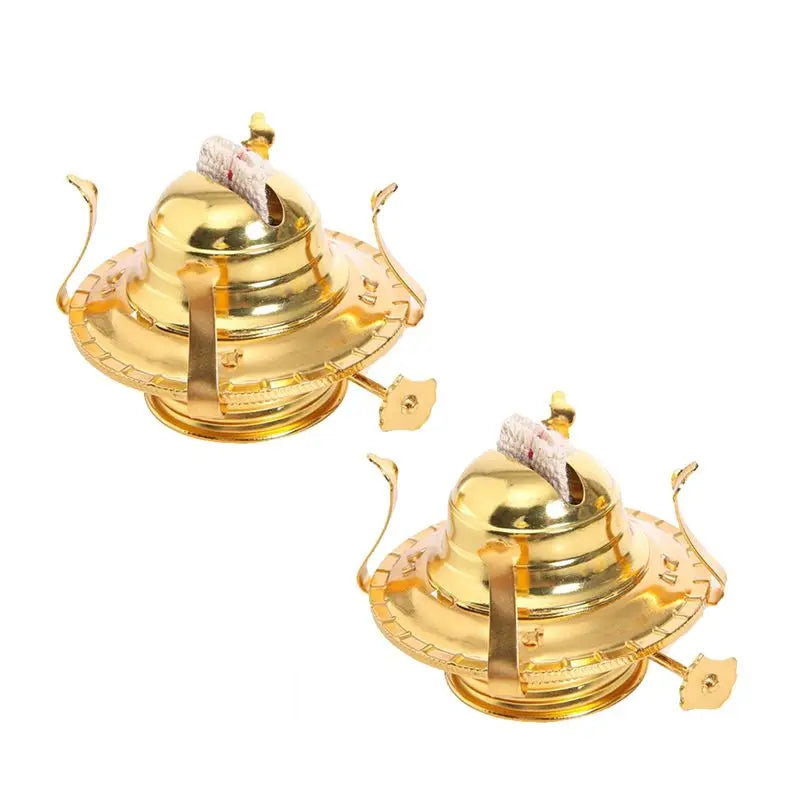2-Pack Gold Oil Lamp Burner Kit with Cotton Wick & Collar