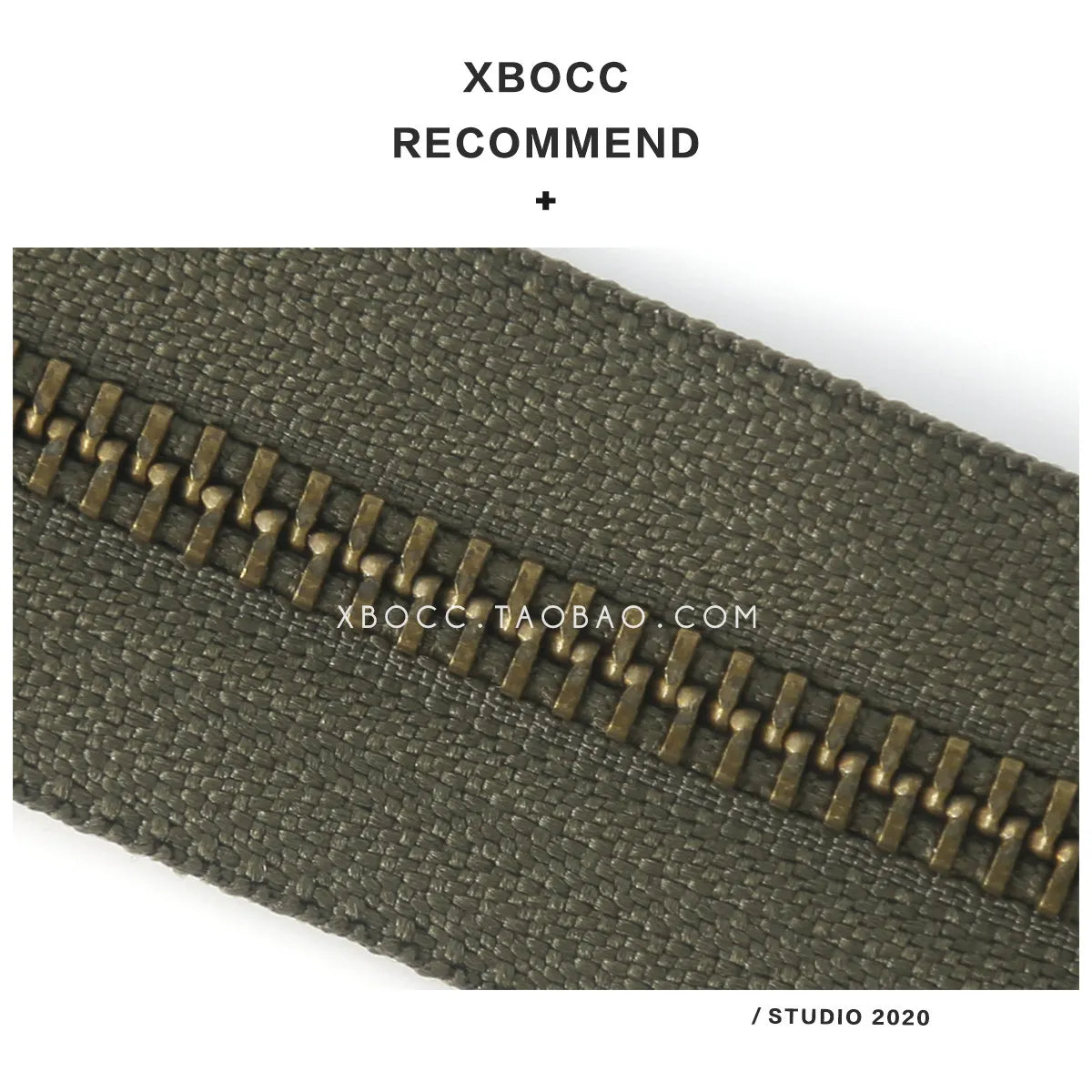 YKK No.5 Bronze Metal Zipper Army Green Cloth Nickel-Free