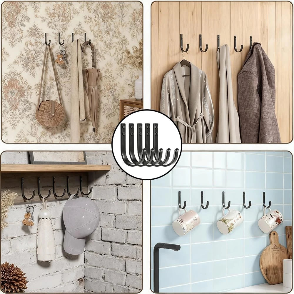 Wall Mount Metal Hooks for Clothes Towel Coat – 1-10 Pack