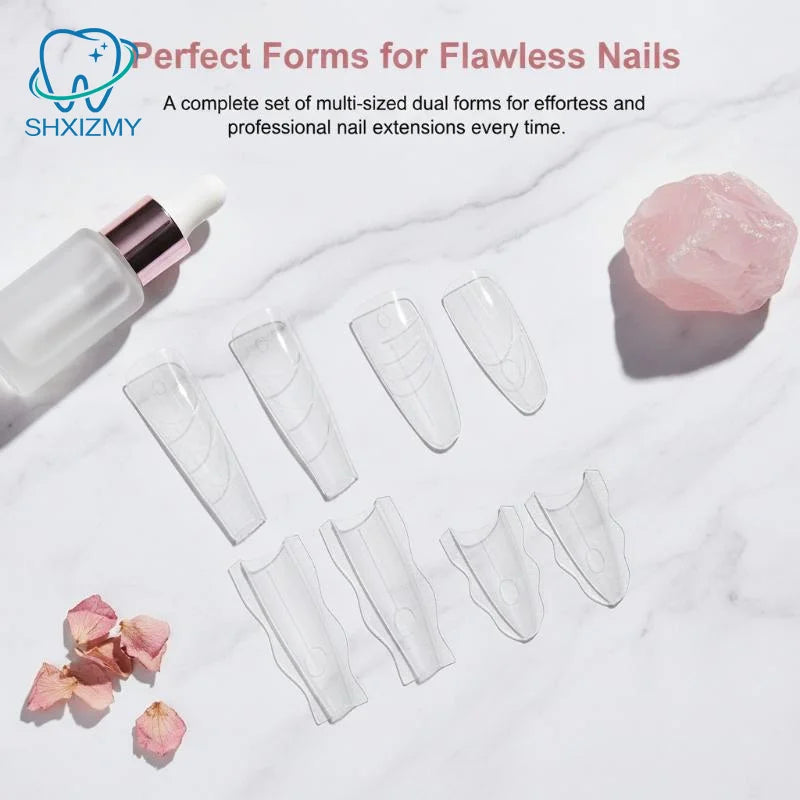 60Pcs Reusable Poly Dual Forms Nail Gel Mold Extension Tips