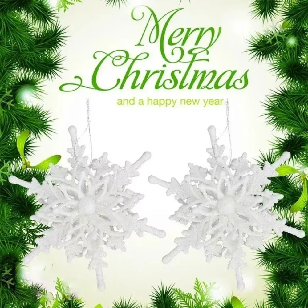 3D Acrylic Ice White Snowflake Christmas Ornaments – Set of 3