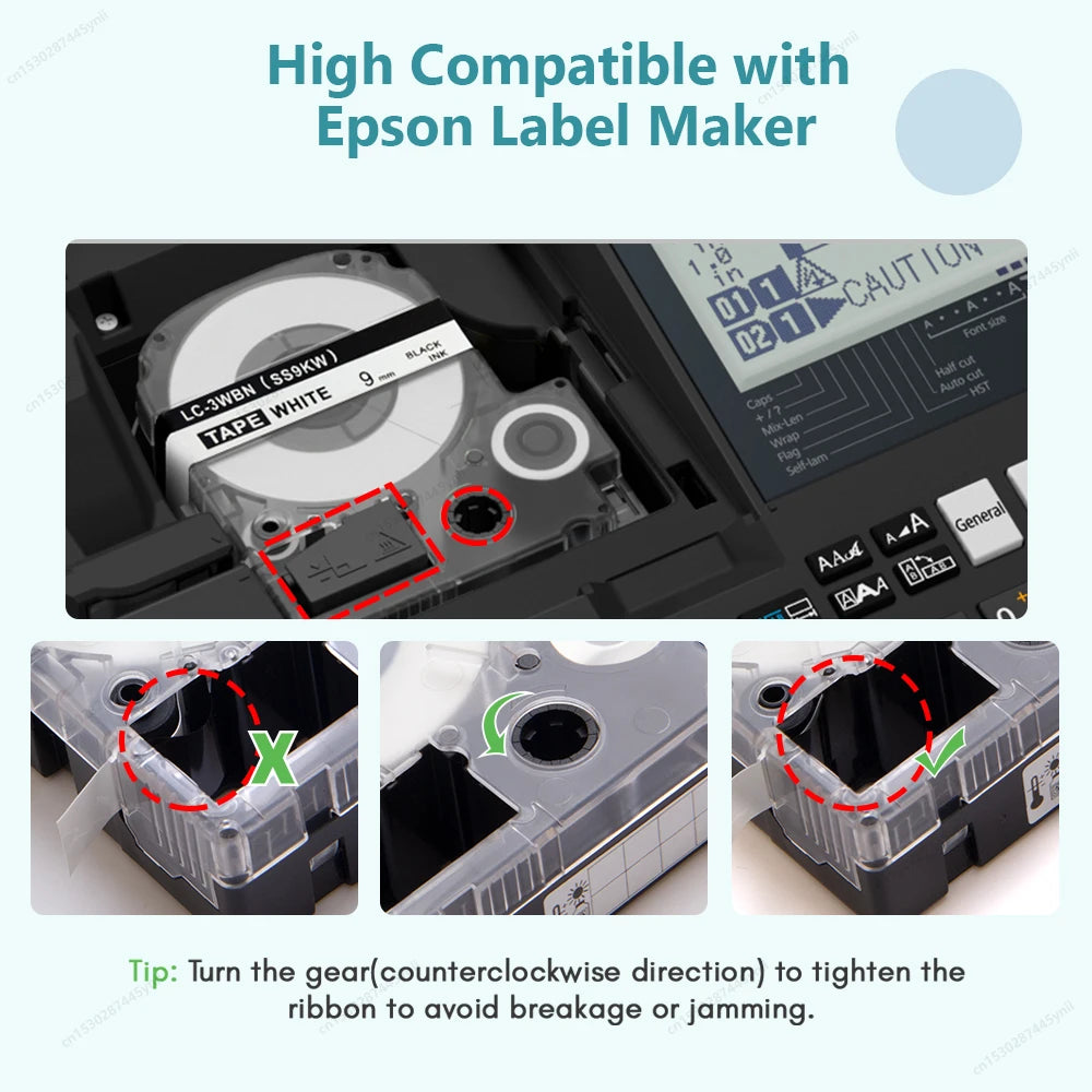 Labelwell 12mm Label Tape SS12KW for Epson LW-300 LW-600P