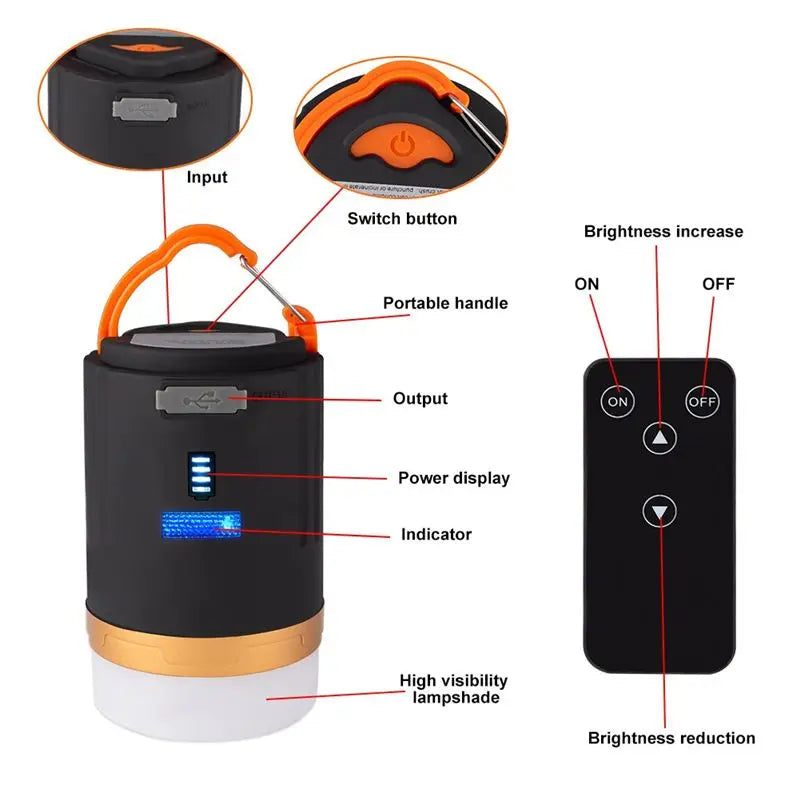 VIBE Rechargeable LED Camping Lantern with Remote Control