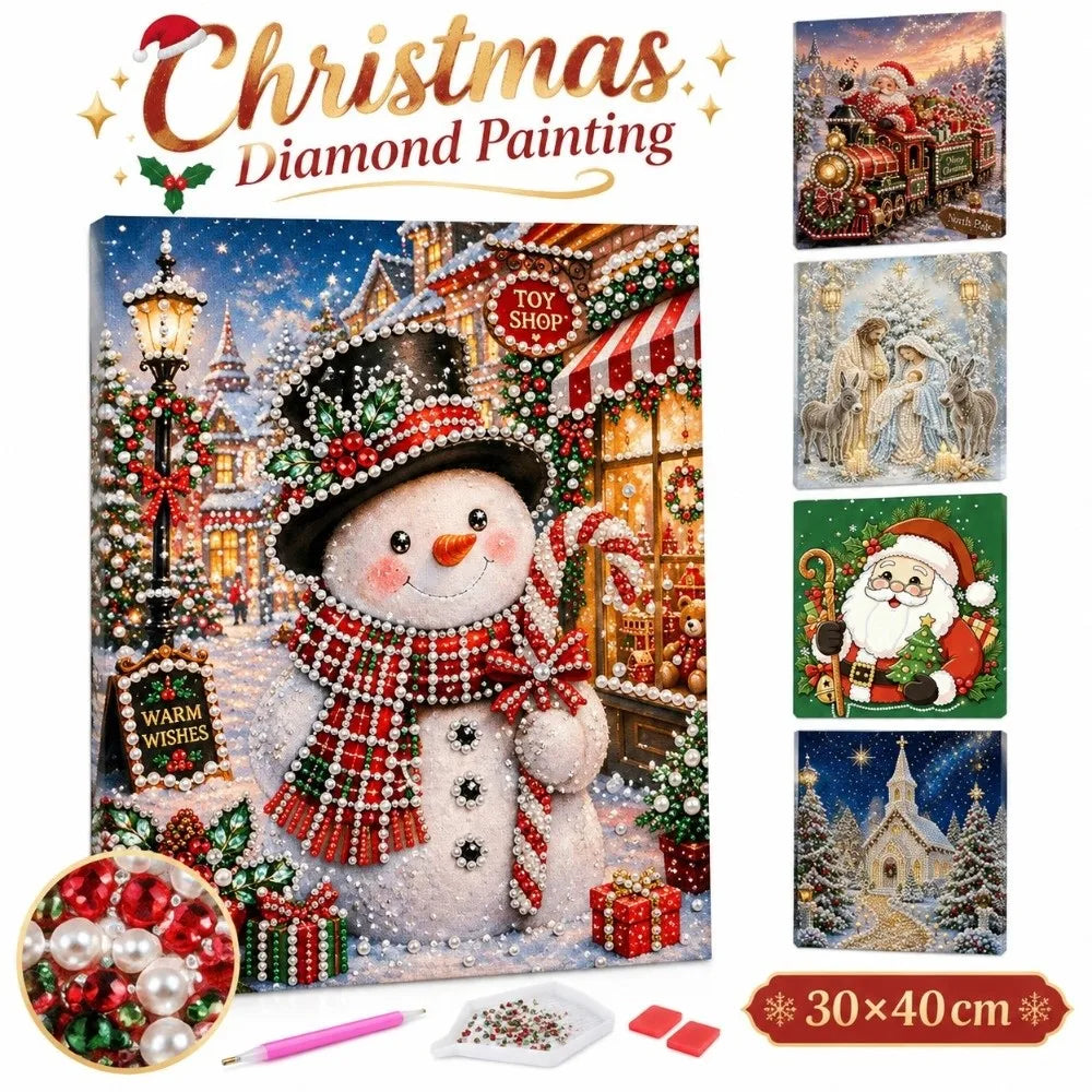 5D Christmas Pearl Diamond Painting Kit – Church 30×40cm