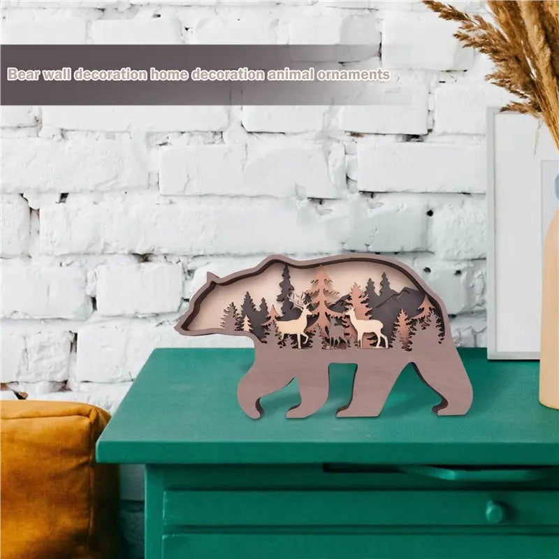 Bear & Deer Rustic Wood Wall Décor – 5-Piece Cabin Set