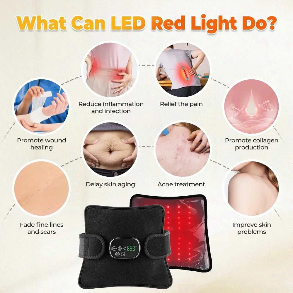 Cordless Red Light Vibration Massager – Knee, Back & Waist Pad