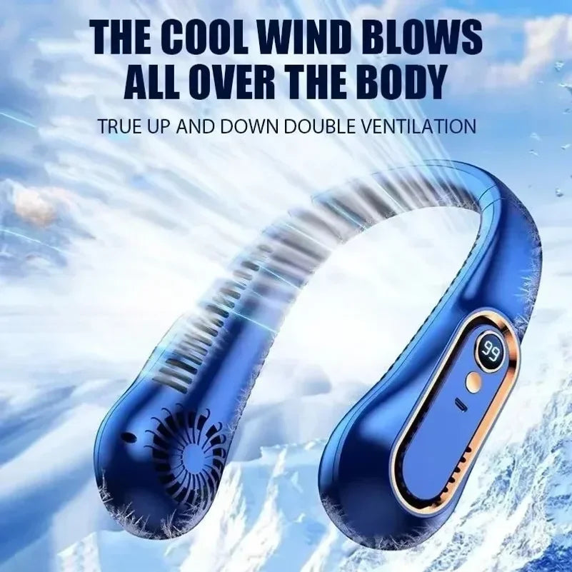 VIBE Neck Bladeless Fan USB Rechargeable 5-Speed Digital Display