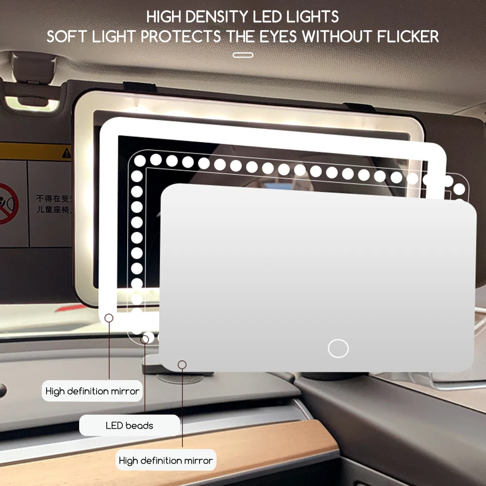 Car Sun Visor Lighted Makeup Mirror | USB Rechargeable LED