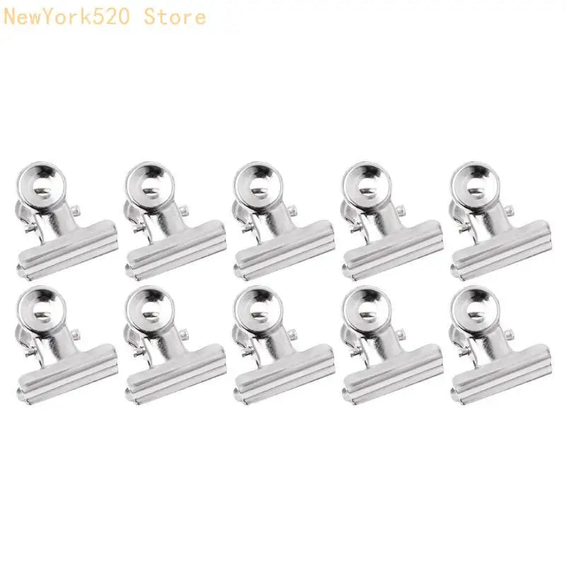 10-Pack Stainless Steel Bag Clips & Document Clamps