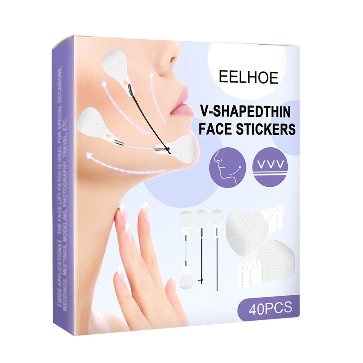 Invisible Face Lift Tape V-Shape Lifting Patches – 40 Pcs