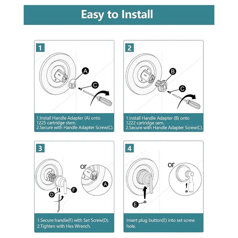 Shower Handle Replacement Kit for Moen Posi-Temp & Chateau