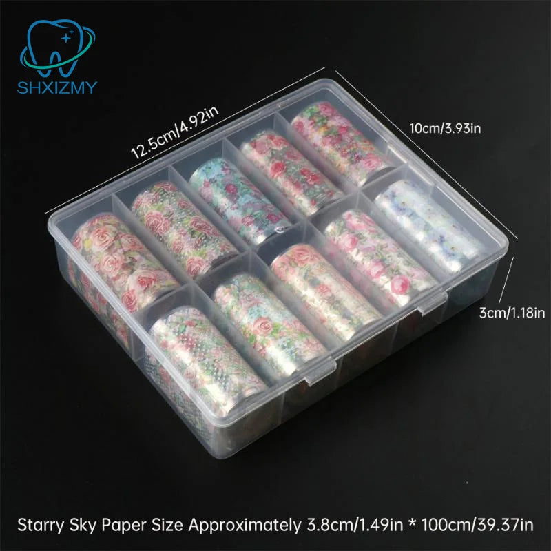 Nail Foils 10 Rolls Flower Rose Transfer Paper DIY Manicure