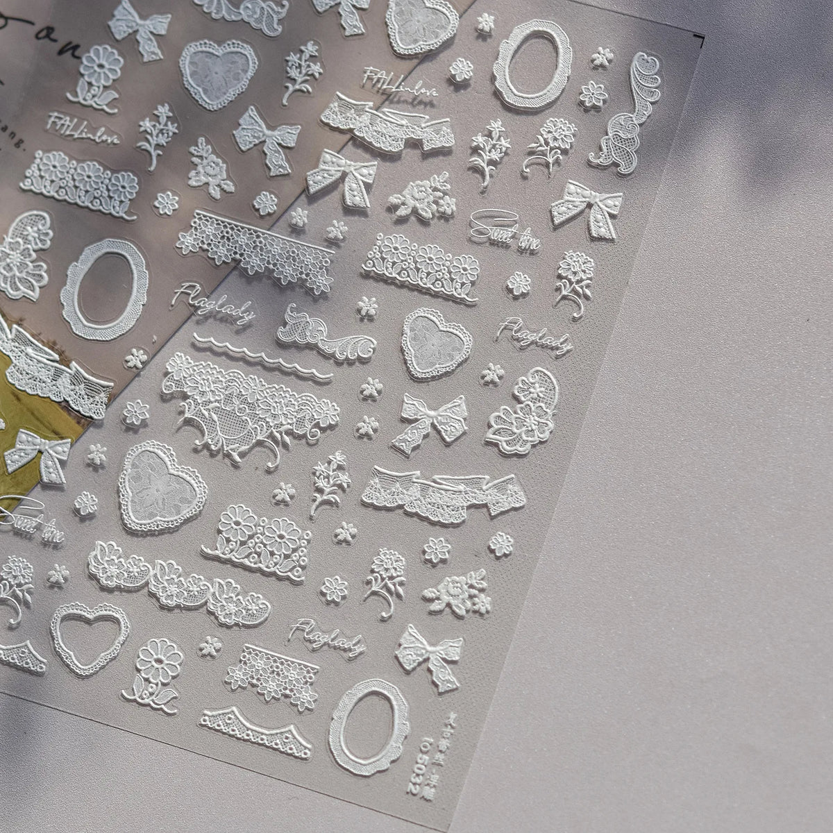 5D Embossed Nail Stickers Retro Floral Picture Frame Nail Art