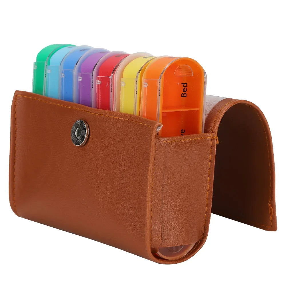 28-Grid Weekly Pill Organizer 4x Daily with Travel Bag
