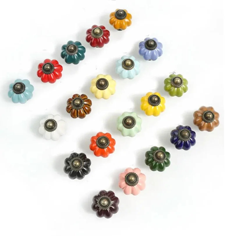 10-Pack Ceramic Pumpkin Cabinet Knobs – Vintage European Style