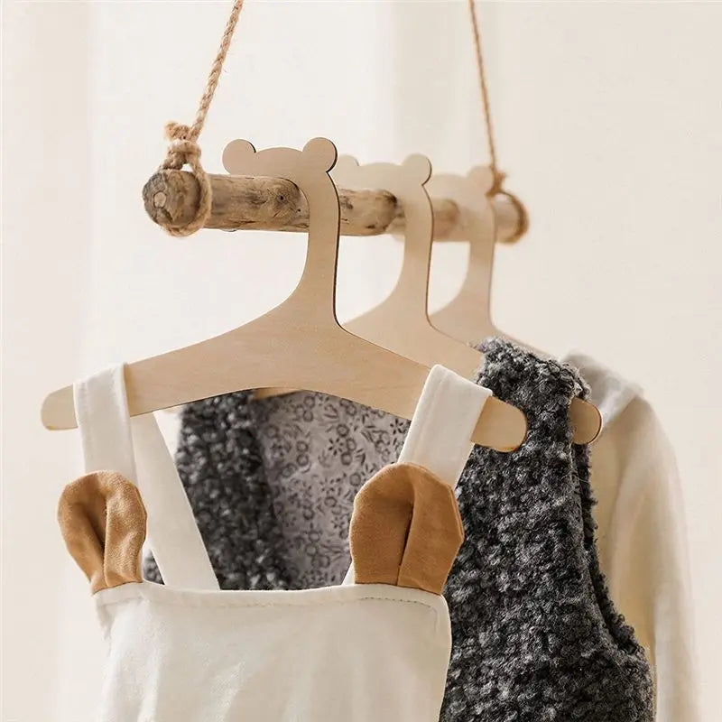 30-Pack Natural Wood Baby Clothes Hangers – Nursery Decor