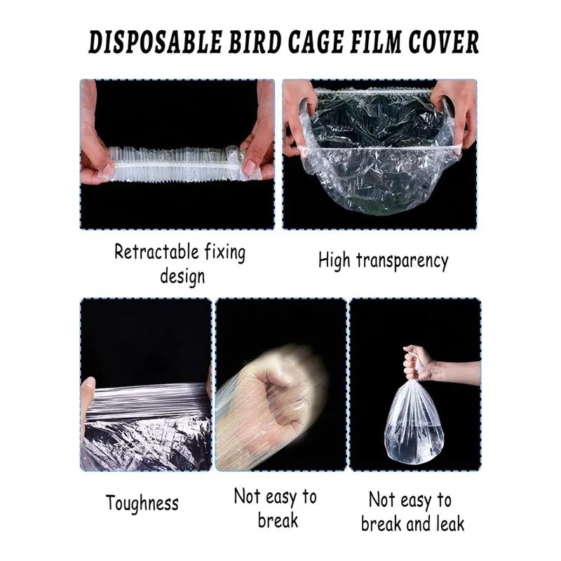 50-Pack Disposable Bird Cage Tray Liners – Clear Plastic Bags