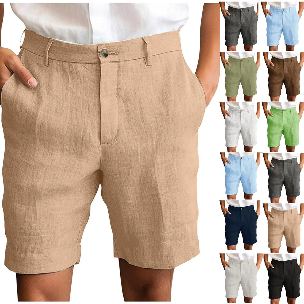 Men's Cotton Linen Casual Shorts – Lightweight Beach Pants