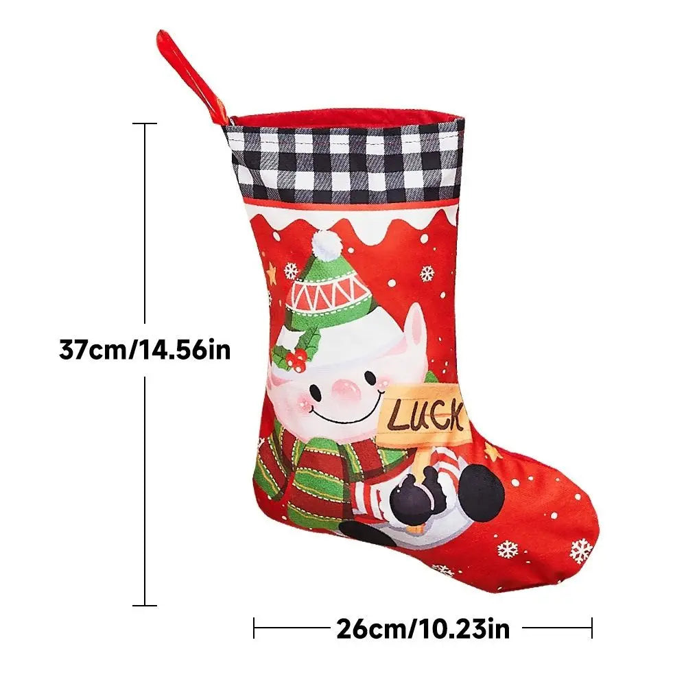Large Cloth Christmas Stockings – Multicolor DIY Xmas Gift Bags
