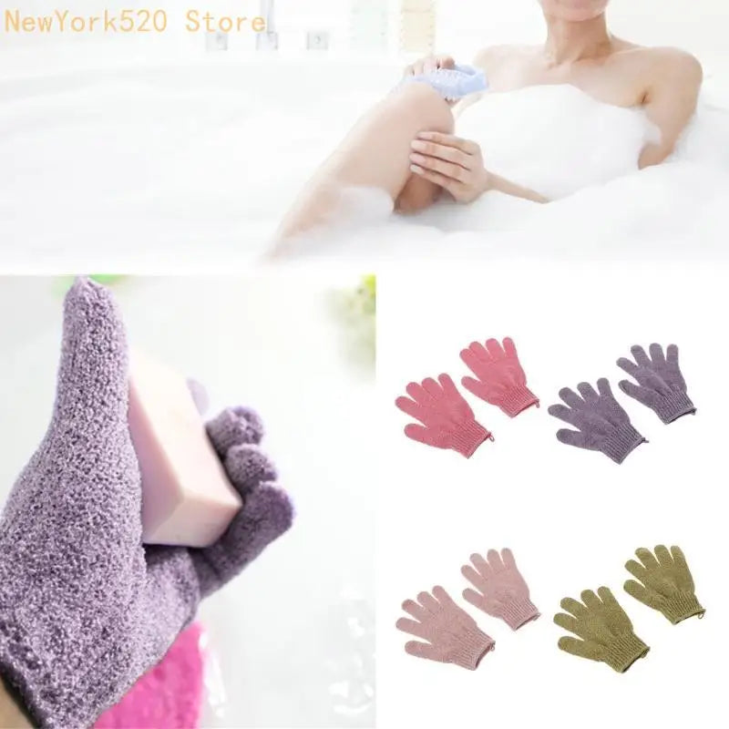 2-Pack Exfoliating Bath Gloves Body Scrubber Spa Massage