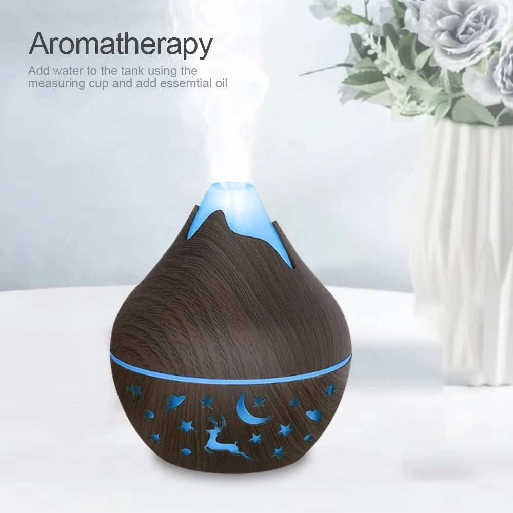 USB Cool Mist Aroma Diffuser & Humidifier 200ml Wood Grain