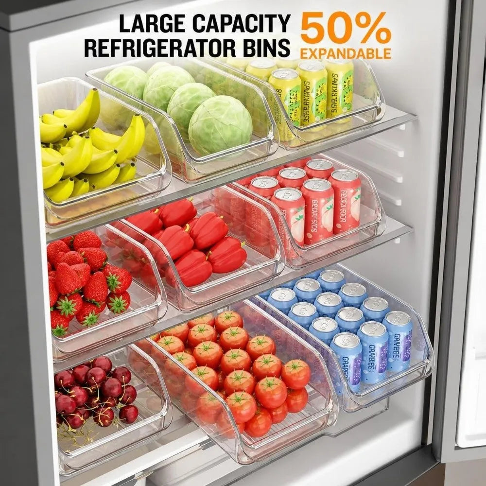 Stackable Clear Fridge Storage Bins – BPA-Free PET Organizer