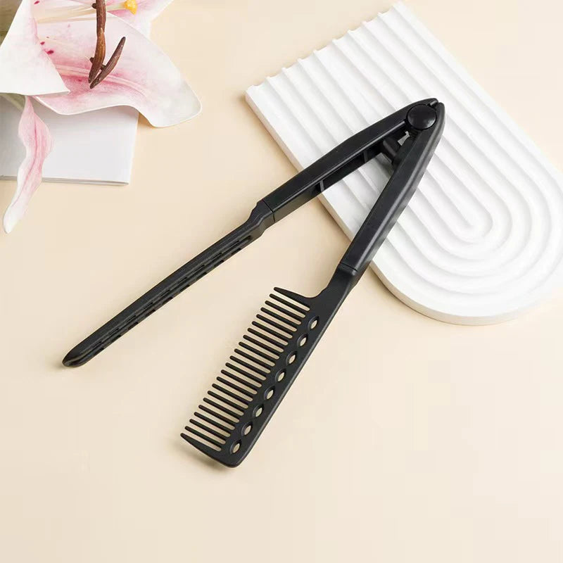 V-Type Hair Straightener Brush – Styling Comb for Men & Women
