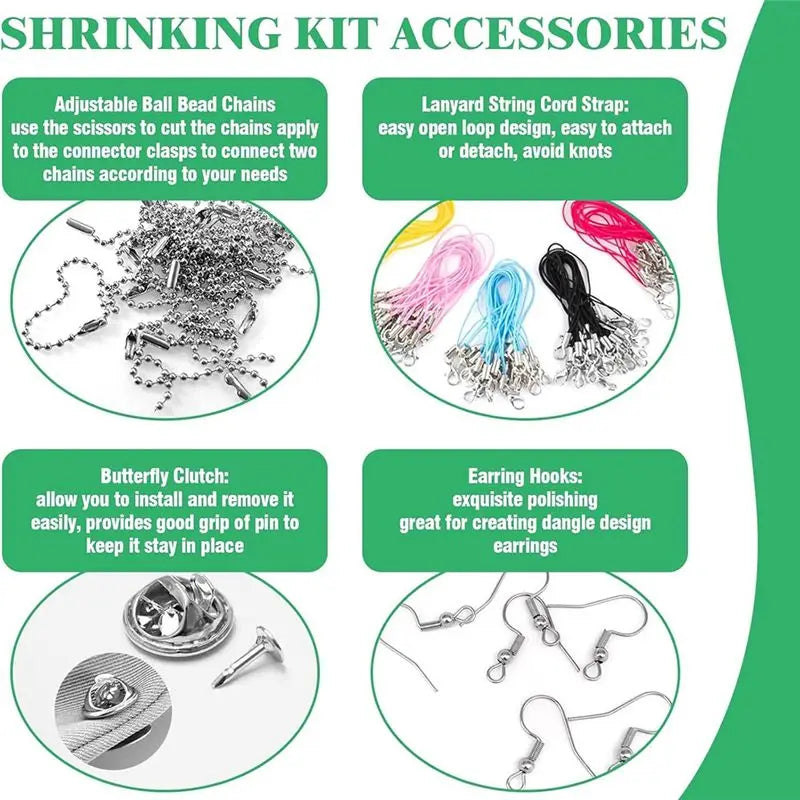 Shrink Plastic Sheet Kit – 161-Pc DIY Art & Jewelry Craft Set