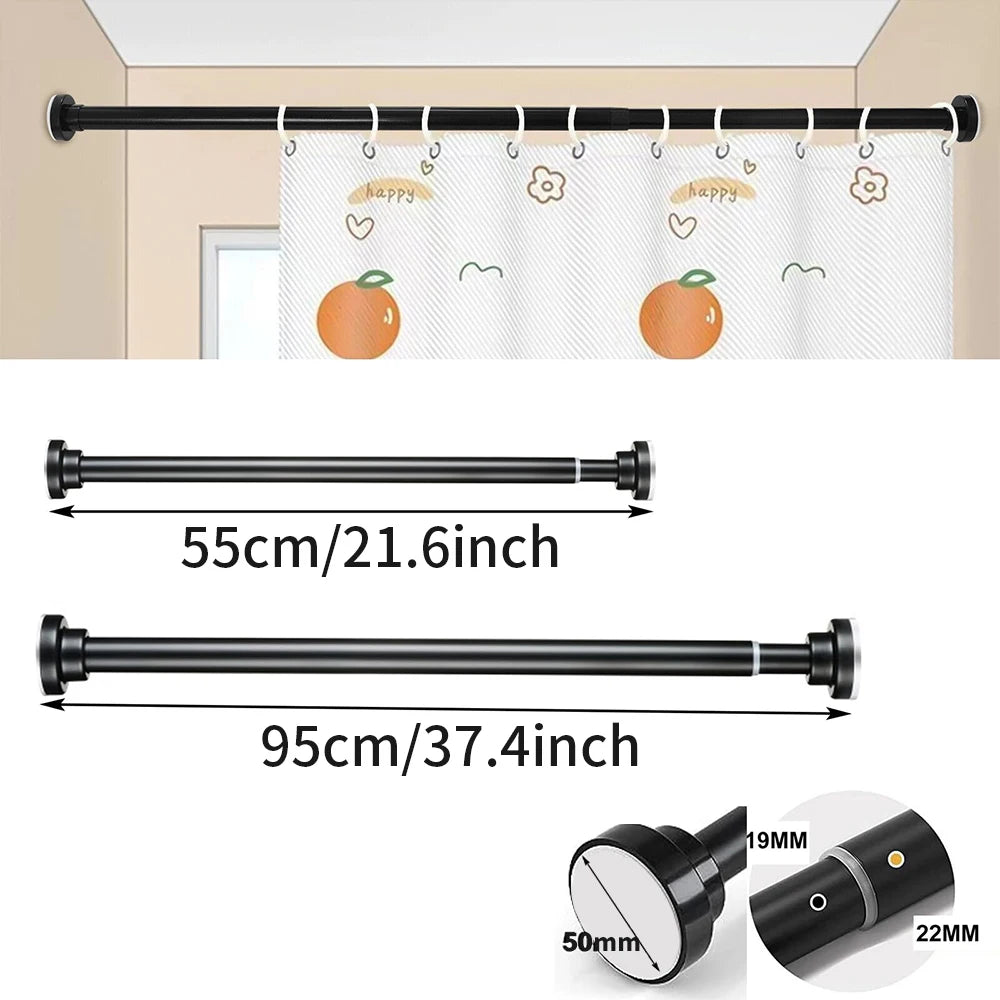 No-Drill Tension Shower Curtain Rod Adjustable 50–260cm | VIBE