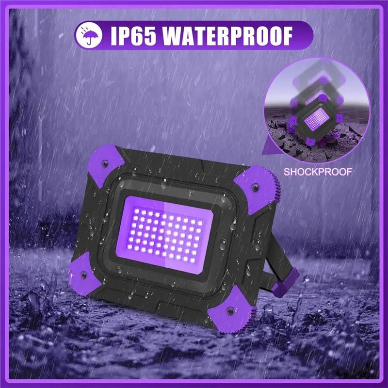 Rechargeable UV Black Light Flood Light – 60 LED IP65, 2-Pack