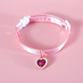 Adjustable Cat Collar with Heart Pendant & Bow Tie