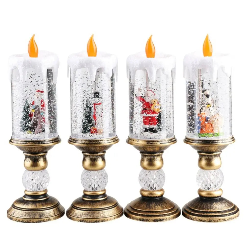 Santa Crystal Candle Light Snowflake Music Box Christmas Decor