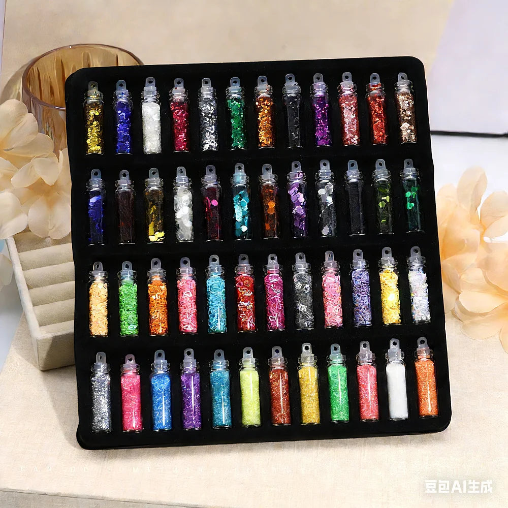 12-Bottle Nail Art Glitter Sequins Set – Face, Hair & Body
