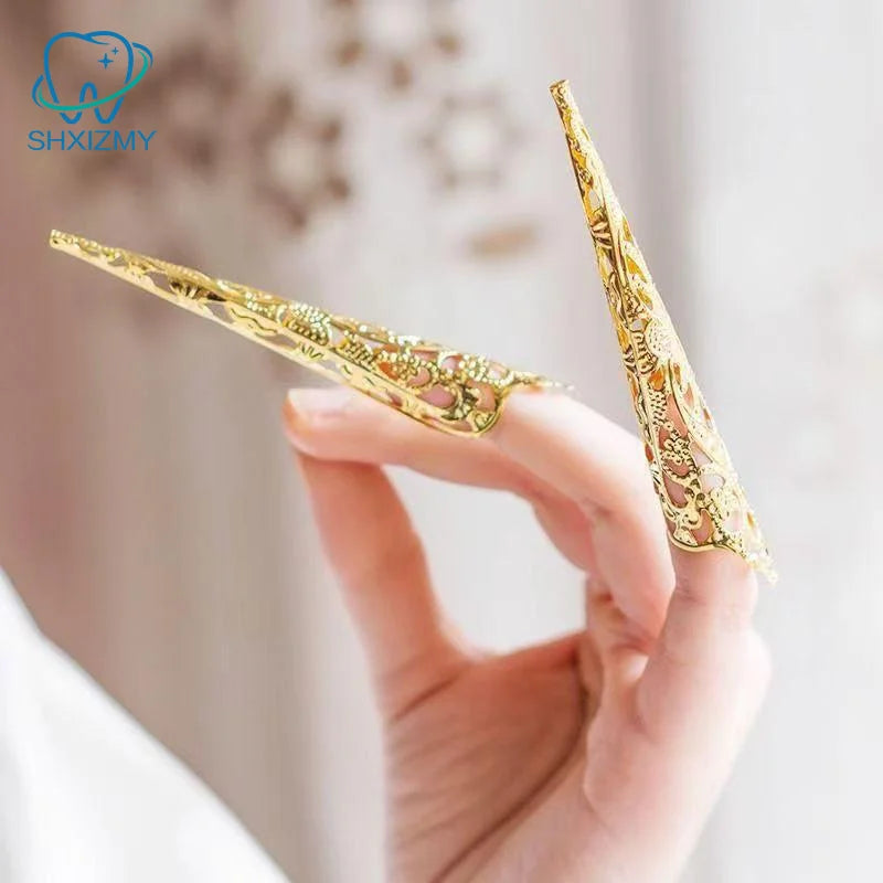 5Pcs Gold Metal Finger Nail Guards for Dance & Cosplay