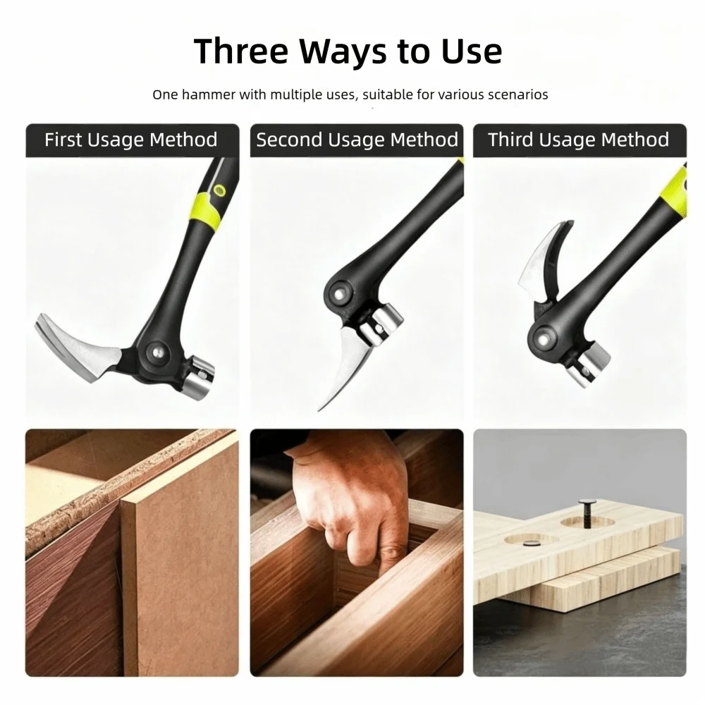 Magnetic Adjustable Claw Hammer – 4-Position Nail Puller Tool