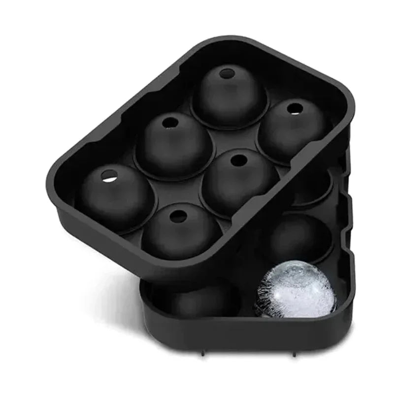 6-Grid Silicone Ice Cube Mold – Round Ball & Square Ice Maker