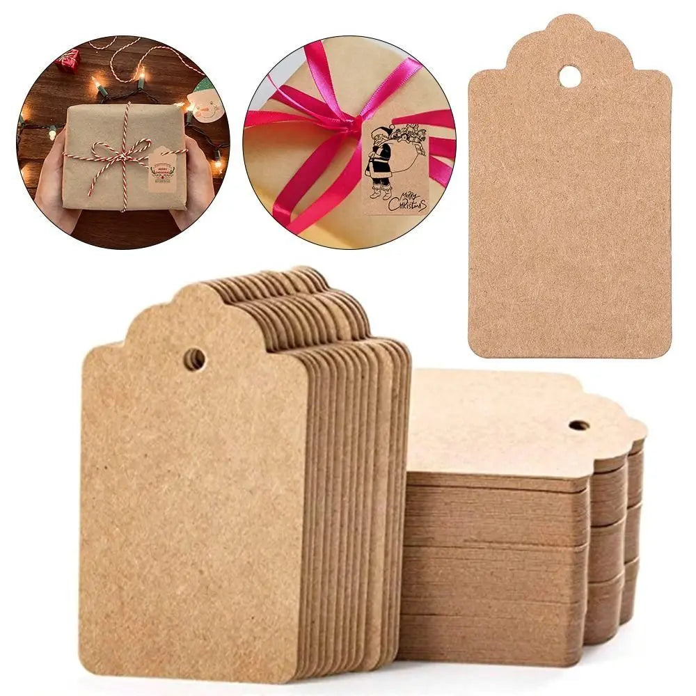 100Pcs Kraft Paper Hanging Tags with Strings – Blank Gift Labels