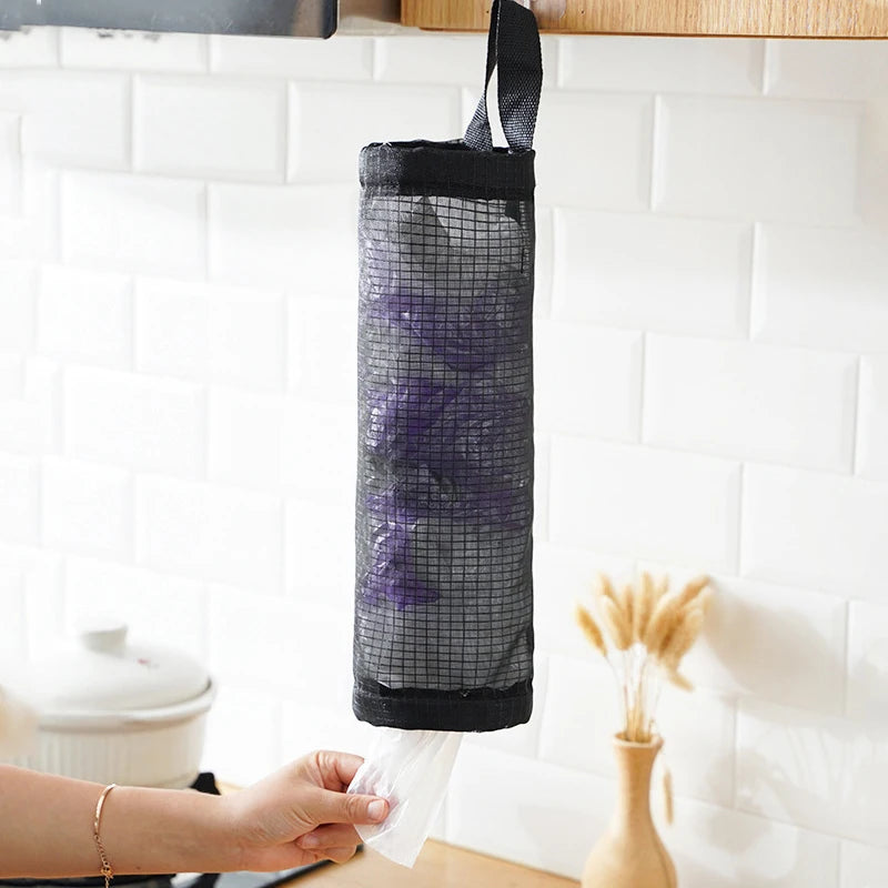 Wall Mount Mesh Bag Dispenser – Kitchen & Bathroom Organizer