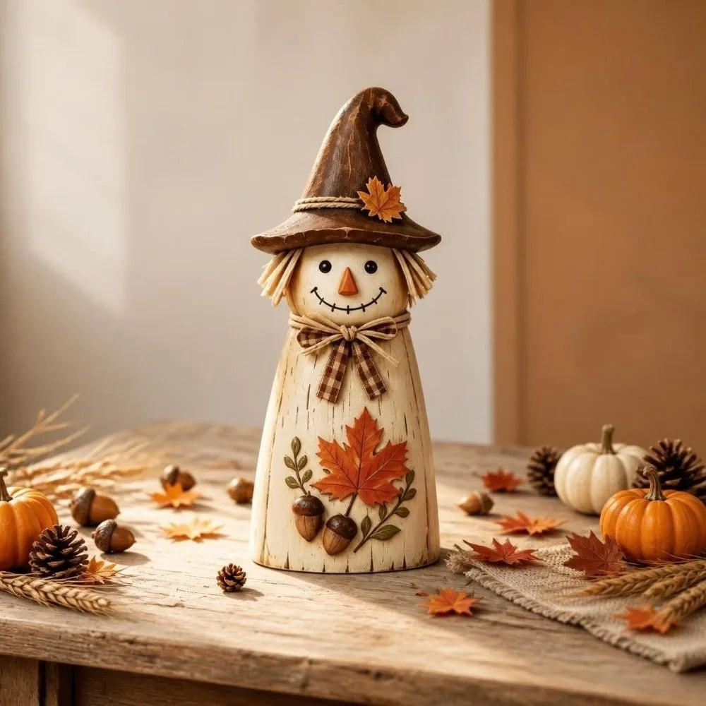 Wooden Scarecrow & Witch Tabletop Halloween Decor Set