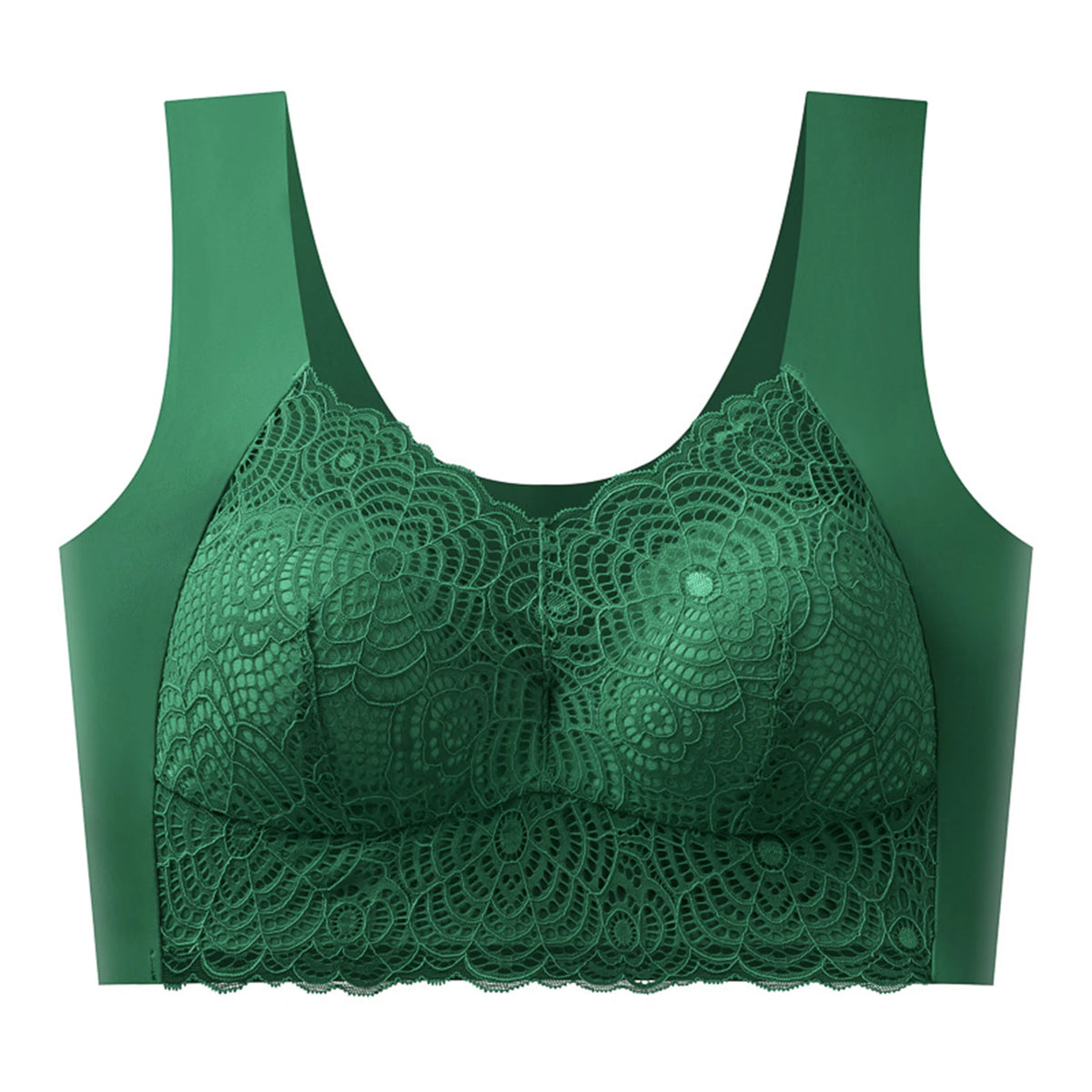 Women's Seamless Wireless Lace Bra – Wire-Free Half Cup Support